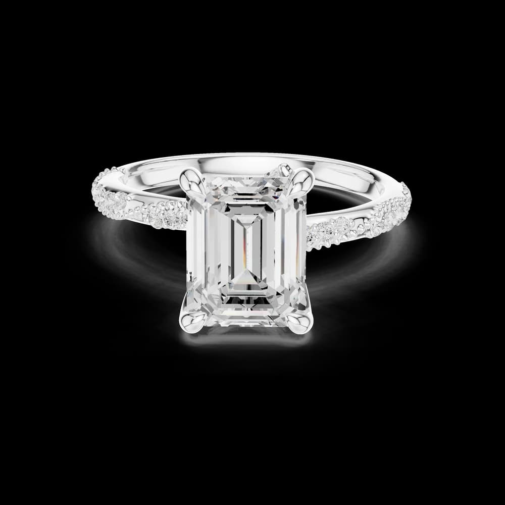 Emerald Cut Milgrain Lab Grown Diamond Engagement Ring - Image 2 Emerald Cut Milgrain Lab Grown Diamond Engagement Ring, view 2 of 6