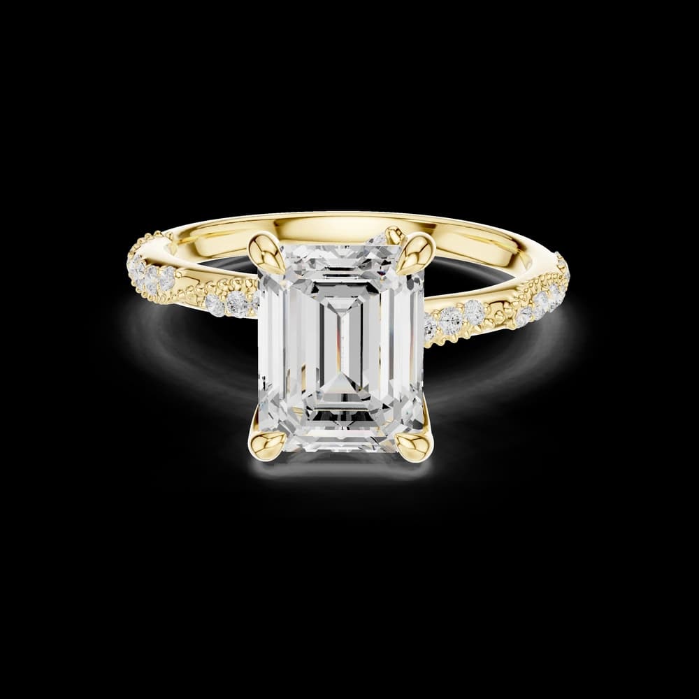 Emerald Cut Milgrain Lab Grown Diamond Engagement Ring - Image 3 Emerald Cut Milgrain Lab Grown Diamond Engagement Ring, view 3 of 6