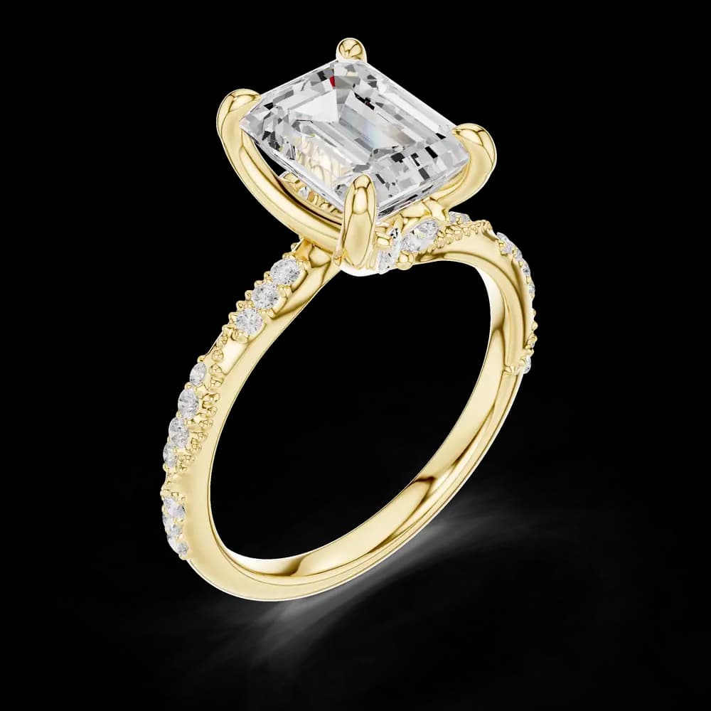 Emerald Cut Milgrain Lab Grown Diamond Engagement Ring - Image 5 Emerald Cut Milgrain Lab Grown Diamond Engagement Ring, view 5 of 6