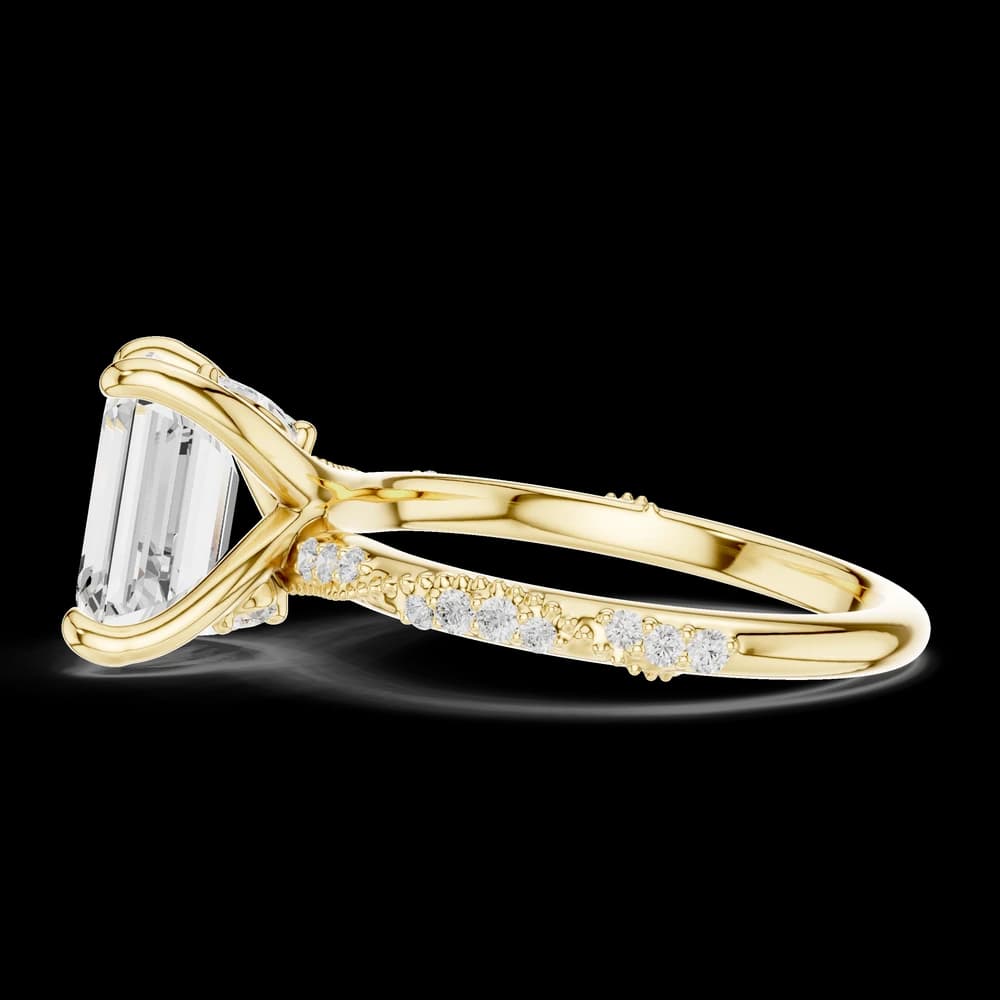 Emerald Cut Milgrain Lab Grown Diamond Engagement Ring - Image 6 Emerald Cut Milgrain Lab Grown Diamond Engagement Ring, view 6 of 6