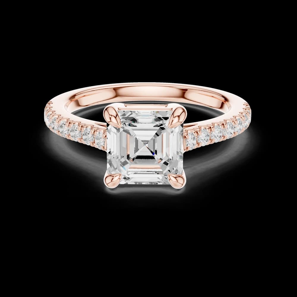 Elegant Asscher Cut Pave Setting Lab Grown Diamond Ring - Image 1 Elegant Asscher Cut Pave Setting Lab Grown Diamond Ring, view 1 of 6