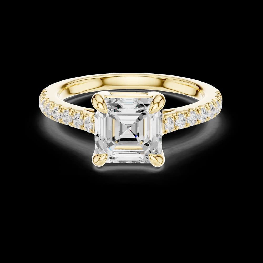 Elegant Asscher Cut Pave Setting Lab Grown Diamond Ring - Image 3 Elegant Asscher Cut Pave Setting Lab Grown Diamond Ring, view 3 of 6
