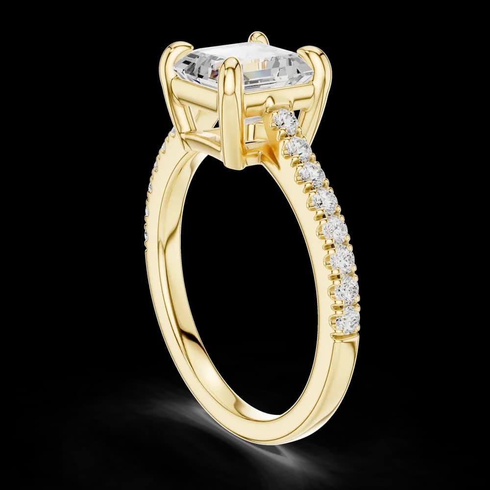 Elegant Asscher Cut Pave Setting Lab Grown Diamond Ring - Image 4 Elegant Asscher Cut Pave Setting Lab Grown Diamond Ring, view 4 of 6