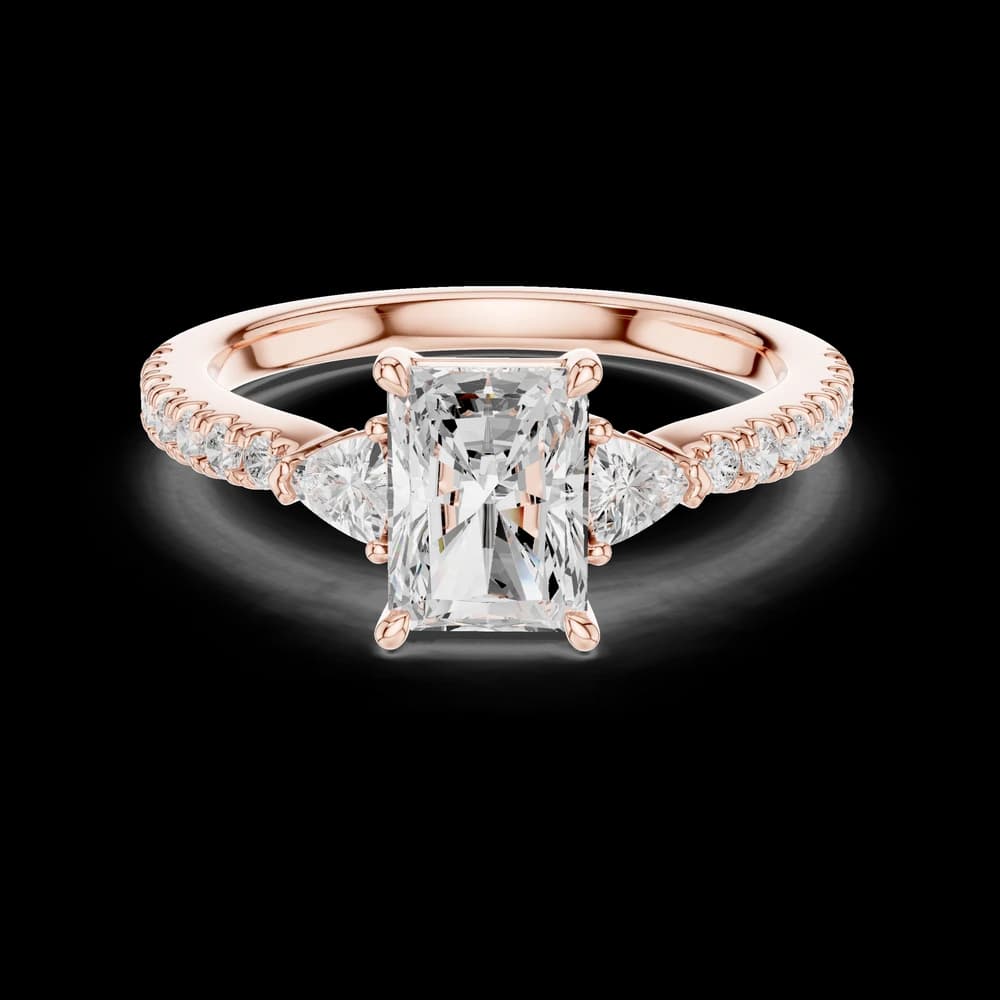 Radiant Cut Three Stone Solitaire Ring - Image 2 Radiant Cut Three Stone Solitaire Ring, view 2 of 12