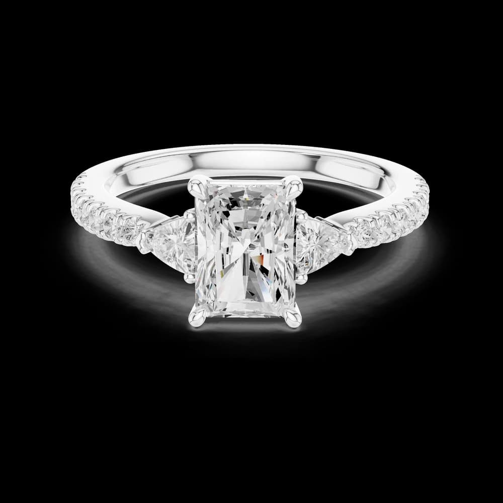 Radiant Cut Three Stone Solitaire Ring - Image 3 Radiant Cut Three Stone Solitaire Ring, view 3 of 12