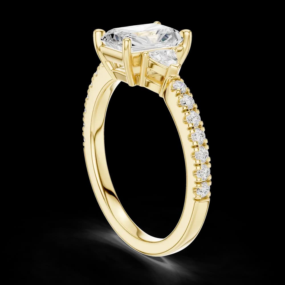 Radiant Cut Three Stone Solitaire Ring - Image 6 Radiant Cut Three Stone Solitaire Ring, view 6 of 12