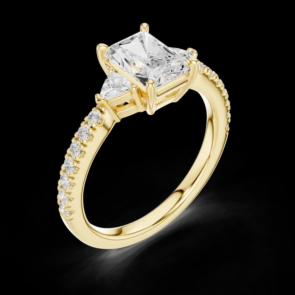 Radiant Cut Three Stone Solitaire Ring - Image 7 Radiant Cut Three Stone Solitaire Ring, view 7 of 12