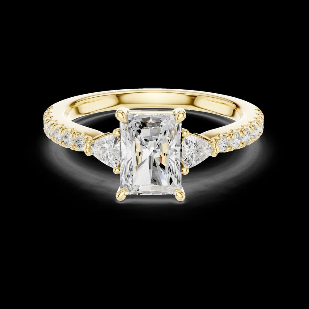 Radiant Cut Three Stone Solitaire Ring - Image 9 Radiant Cut Three Stone Solitaire Ring, view 9 of 12