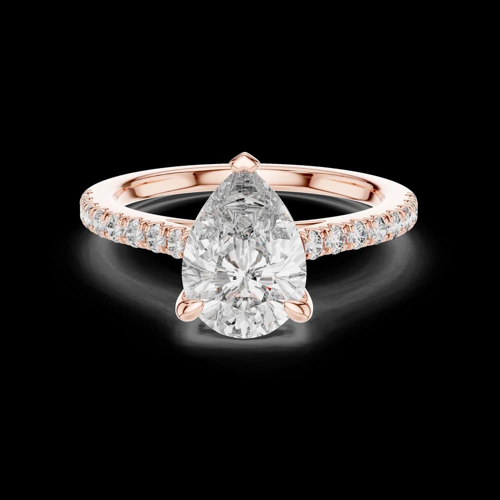 Classic Pave Band with Pear Cut Center Lab Grown Diamond Ring - Image 1 Classic Pave Band with Pear Cut Center Lab Grown Diamond Ring, view 1 of 5
