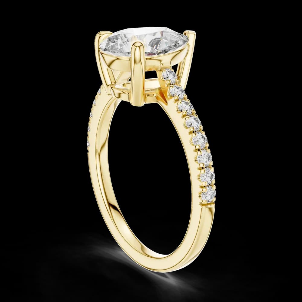 Classic Pave Band with Pear Cut Center Lab Grown Diamond Ring - Image 4 Classic Pave Band with Pear Cut Center Lab Grown Diamond Ring, view 4 of 5