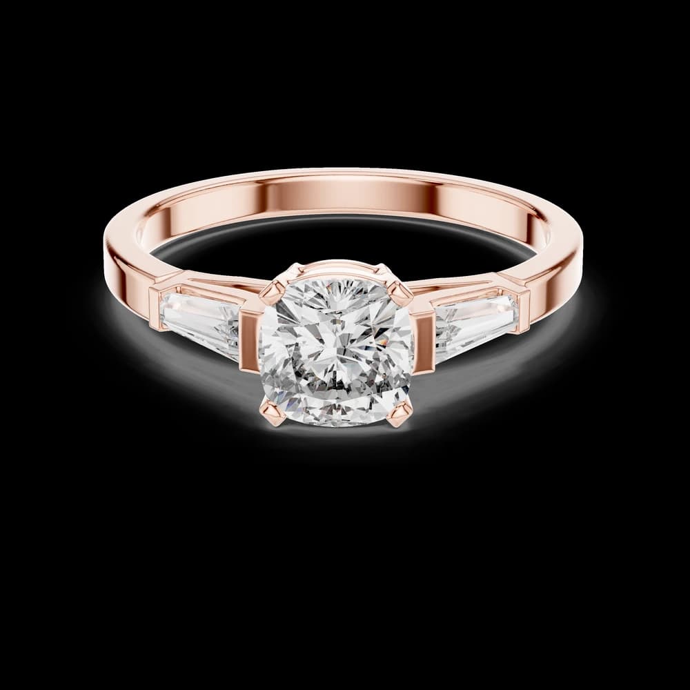 Tapered Baguette Cushion Solitaire Lab Grown Diamond Ring - Image 1 Tapered Baguette Cushion Solitaire Lab Grown Diamond Ring, view 1 of 6