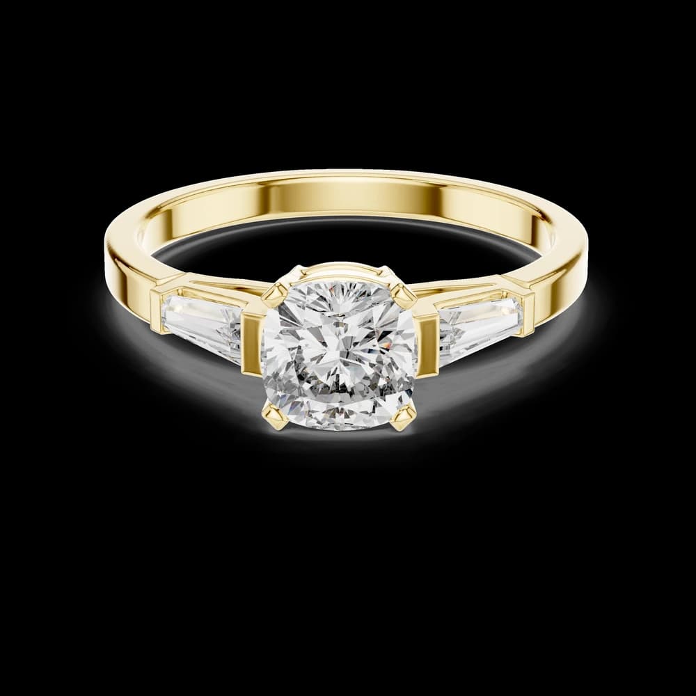 Tapered Baguette Cushion Solitaire Lab Grown Diamond Ring - Image 3 Tapered Baguette Cushion Solitaire Lab Grown Diamond Ring, view 3 of 6