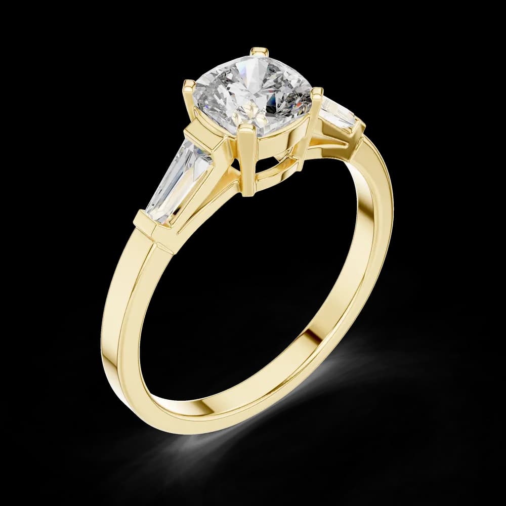 Tapered Baguette Cushion Solitaire Lab Grown Diamond Ring - Image 5 Tapered Baguette Cushion Solitaire Lab Grown Diamond Ring, view 5 of 6