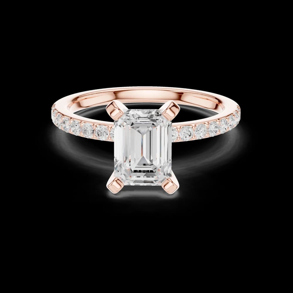 Emerald Stone With Pavé Lab Grown Diamond Ring - Image 1 Emerald Stone With Pavé Lab Grown Diamond Ring, view 1 of 6