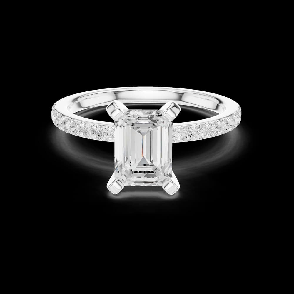 Emerald Stone With Pavé Lab Grown Diamond Ring - Image 2 Emerald Stone With Pavé Lab Grown Diamond Ring, view 2 of 6