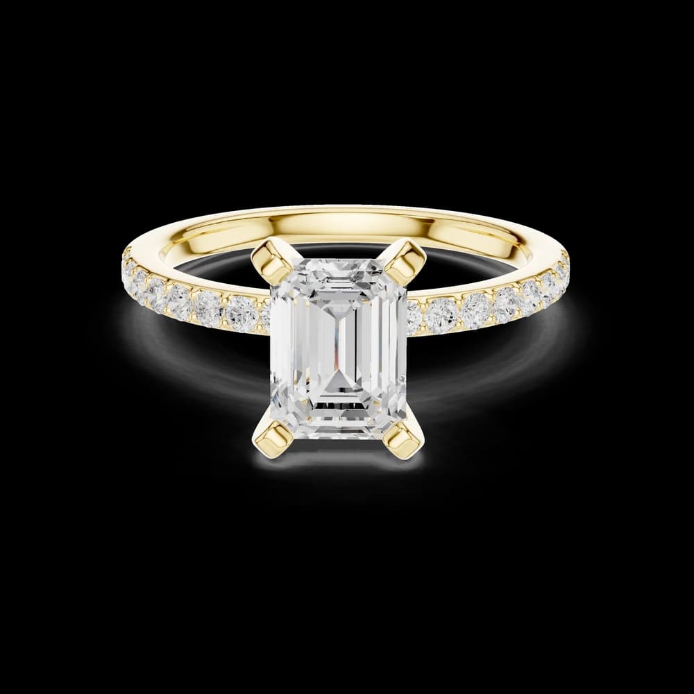 Emerald Stone With Pavé Lab Grown Diamond Ring - Image 3 Emerald Stone With Pavé Lab Grown Diamond Ring, view 3 of 6