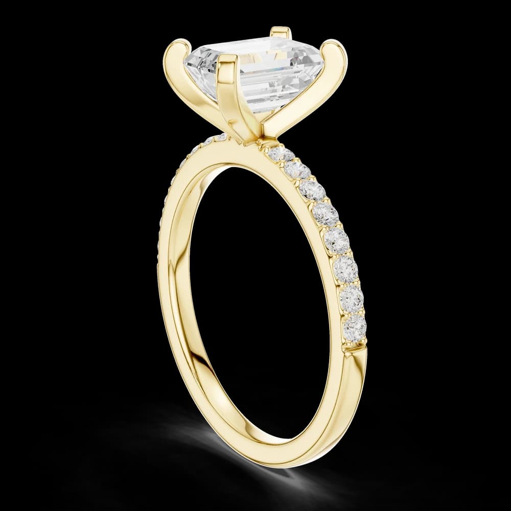 Emerald Stone With Pavé Lab Grown Diamond Ring - Image 4 Emerald Stone With Pavé Lab Grown Diamond Ring, view 4 of 6