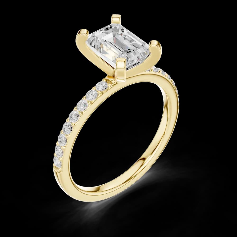 Emerald Stone With Pavé Lab Grown Diamond Ring - Image 5 Emerald Stone With Pavé Lab Grown Diamond Ring, view 5 of 6