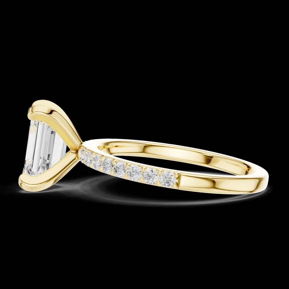 Emerald Stone With Pavé Lab Grown Diamond Ring - Image 6 Emerald Stone With Pavé Lab Grown Diamond Ring, view 6 of 6