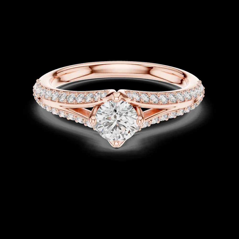Round Stone Split Shank Lab Grown Ring - Image 1 Round Stone Split Shank Lab Grown Ring, view 1 of 6