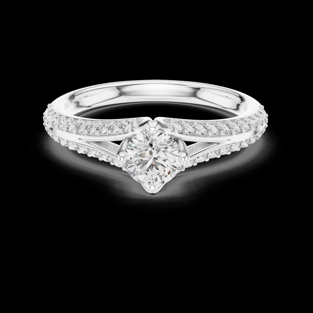 Round Stone Split Shank Lab Grown Ring - Image 2 Round Stone Split Shank Lab Grown Ring, view 2 of 6