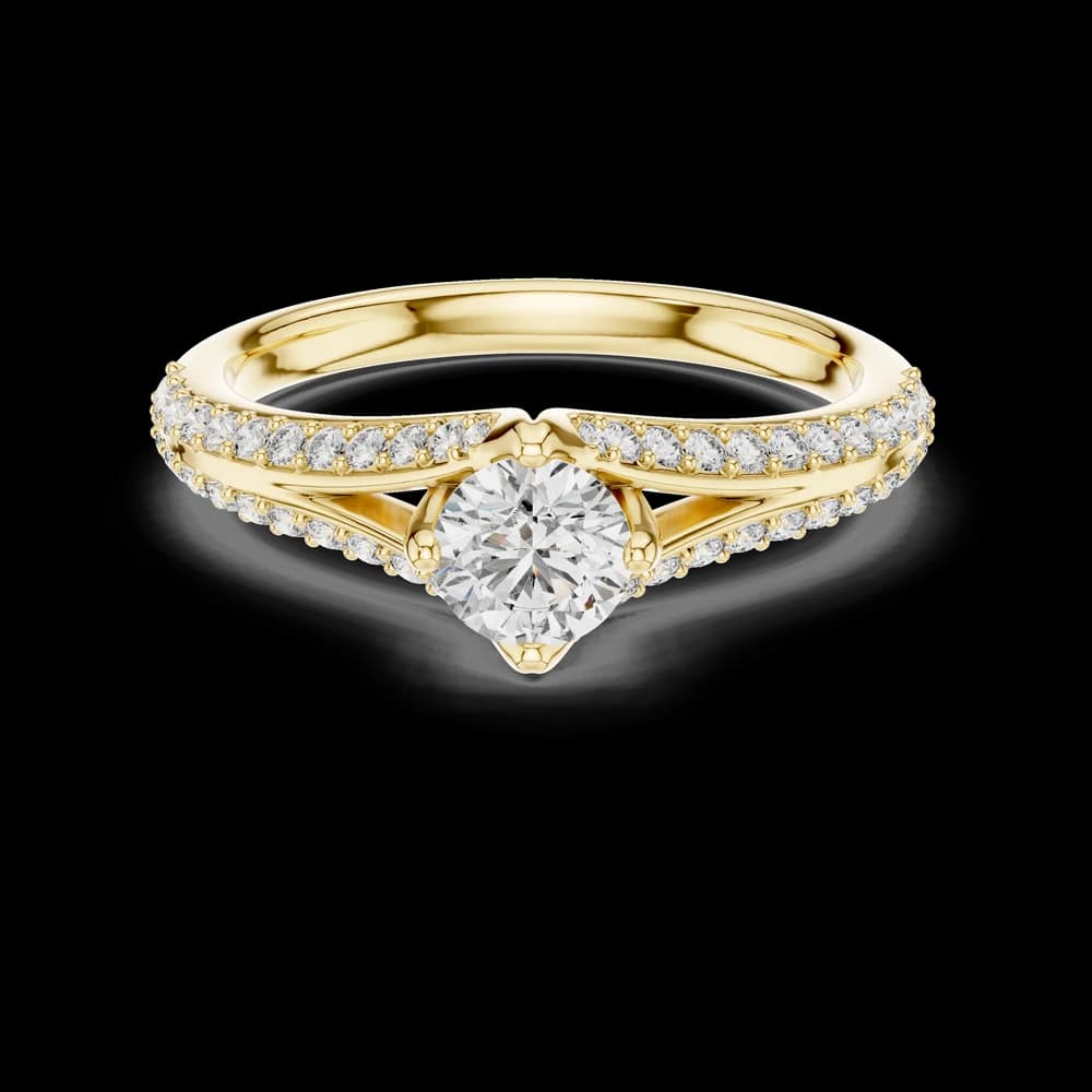 Round Stone Split Shank Lab Grown Ring - Image 3 Round Stone Split Shank Lab Grown Ring, view 3 of 6