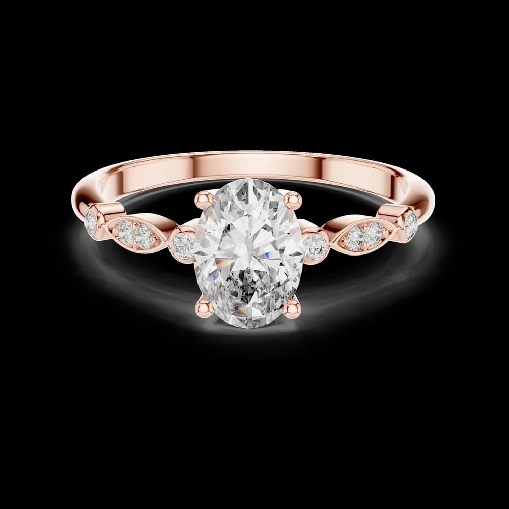 Marquise Setting Oval Solitaire Lab Grown Diamond Ring - Image 1 Marquise Setting Oval Solitaire Lab Grown Diamond Ring, view 1 of 6