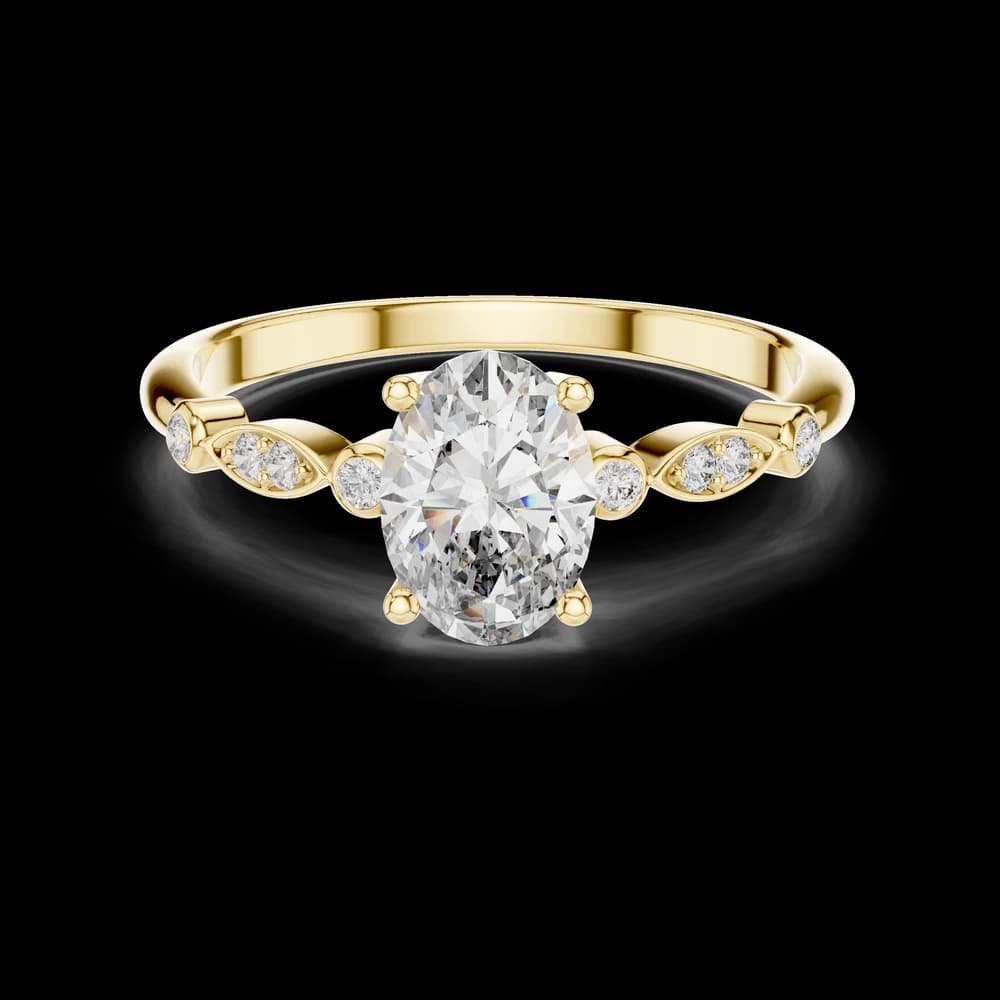 Marquise Setting Oval Solitaire Lab Grown Diamond Ring - Image 3 Marquise Setting Oval Solitaire Lab Grown Diamond Ring, view 3 of 6