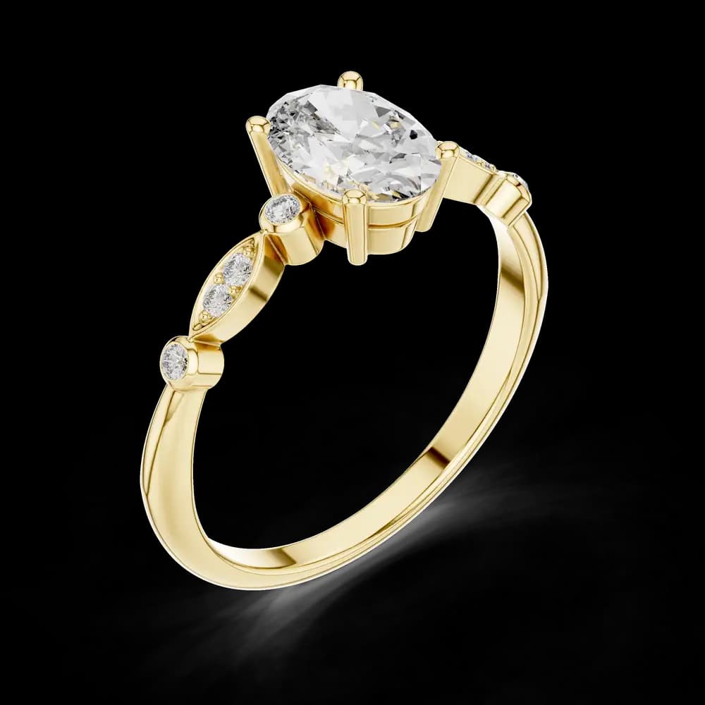 Marquise Setting Oval Solitaire Lab Grown Diamond Ring - Image 5 Marquise Setting Oval Solitaire Lab Grown Diamond Ring, view 5 of 6