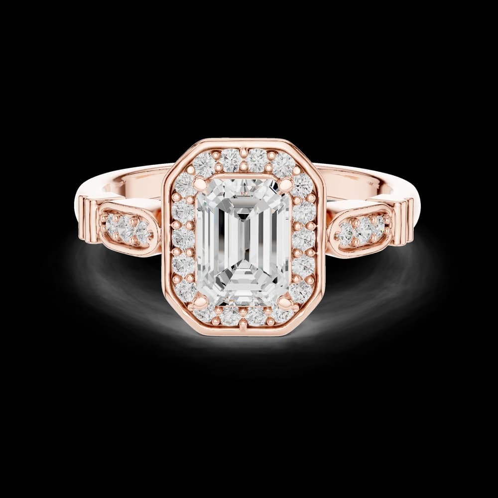 Emerald Bezel Halo Lab Grown Diamond Ring - Image 1 Emerald Bezel Halo Lab Grown Diamond Ring, view 1 of 6