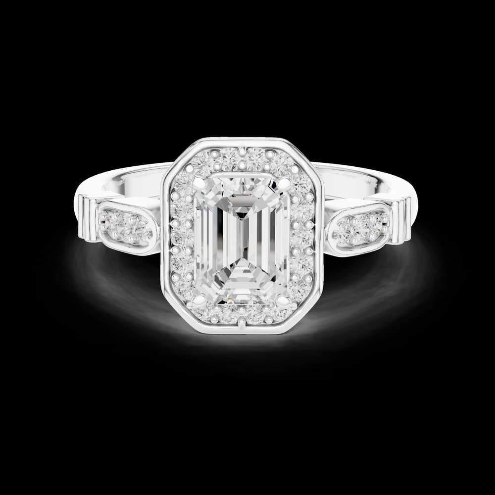 Emerald Bezel Halo Lab Grown Diamond Ring - Image 2 Emerald Bezel Halo Lab Grown Diamond Ring, view 2 of 6