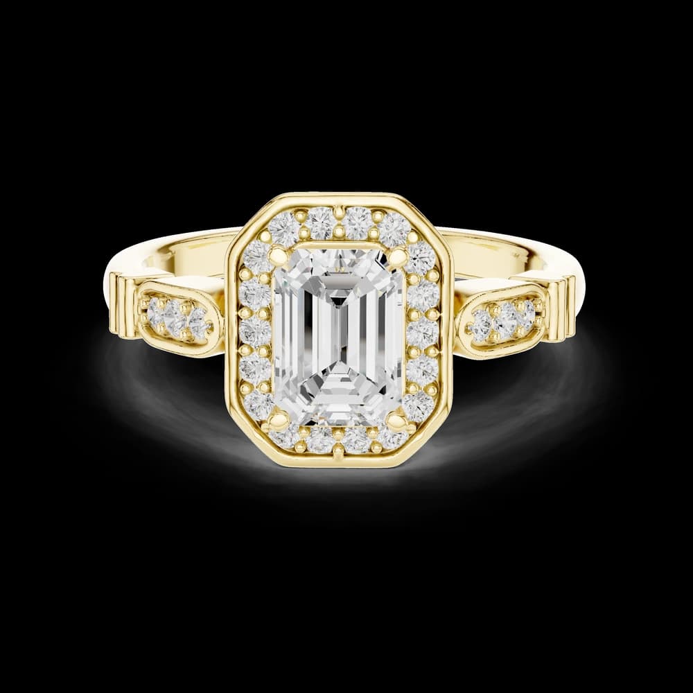 Emerald Bezel Halo Lab Grown Diamond Ring - Image 3 Emerald Bezel Halo Lab Grown Diamond Ring, view 3 of 6