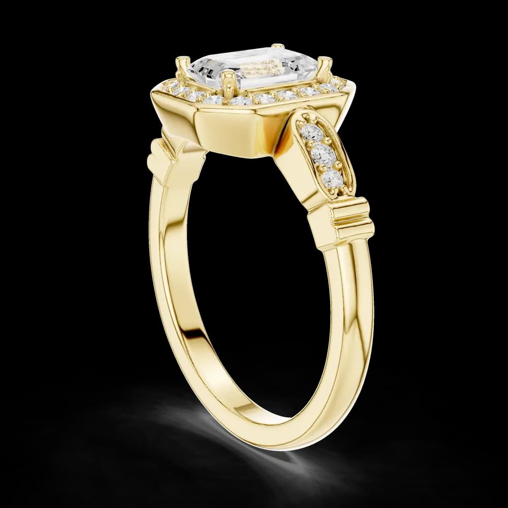 Emerald Bezel Halo Lab Grown Diamond Ring - Image 4 Emerald Bezel Halo Lab Grown Diamond Ring, view 4 of 6