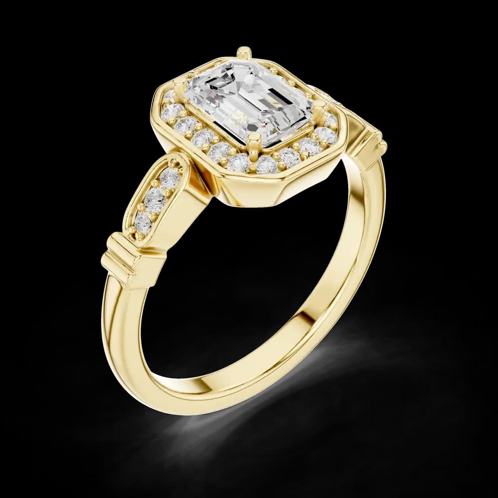 Emerald Bezel Halo Lab Grown Diamond Ring - Image 5 Emerald Bezel Halo Lab Grown Diamond Ring, view 5 of 6