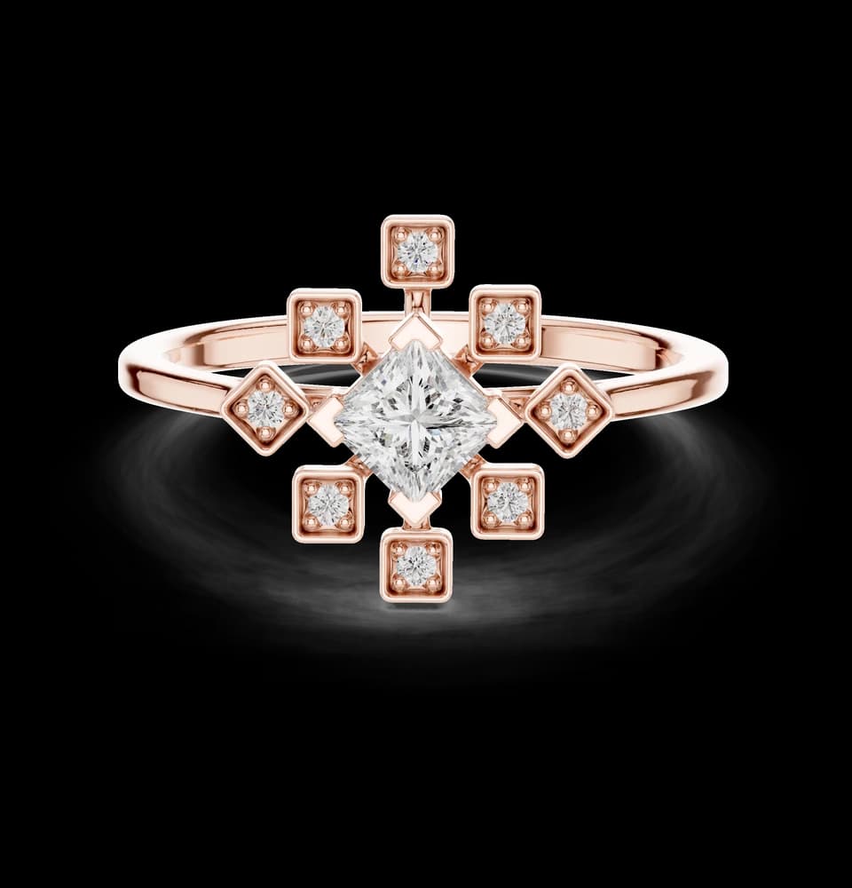 Kite-Set Geometric Lab Diamond Ring - Image 1 Kite-Set Geometric Lab Diamond Ring, view 1 of 6