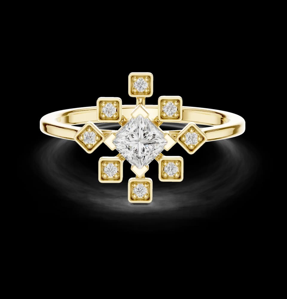 Kite-Set Geometric Lab Diamond Ring - Image 3 Kite-Set Geometric Lab Diamond Ring, view 3 of 6