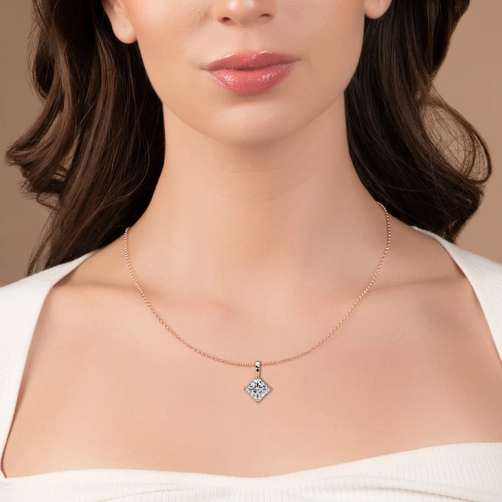 Princess Cut Lab Grown Diamond Solitaire Pendant - Image 14 Princess Cut Lab Grown Diamond Solitaire Pendant, view 14 of 16