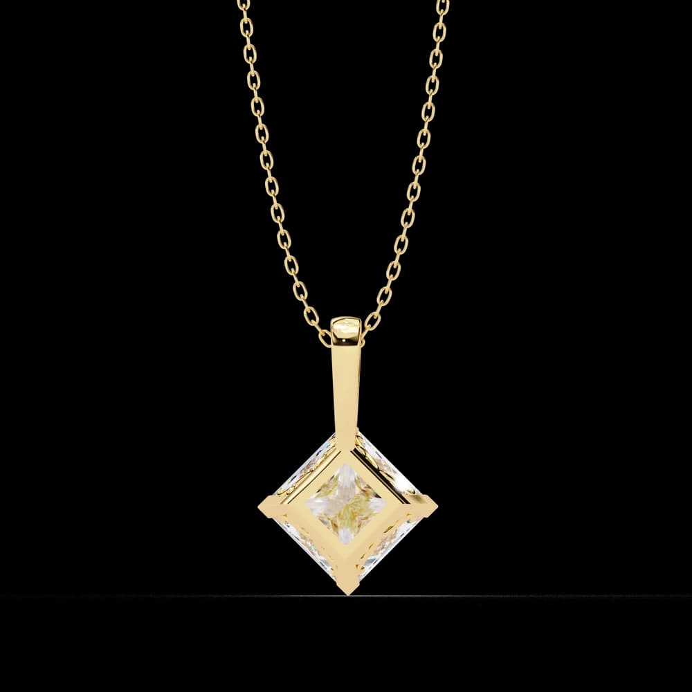 Princess Cut Lab Grown Diamond Solitaire Pendant - Image 15 Princess Cut Lab Grown Diamond Solitaire Pendant, view 15 of 16