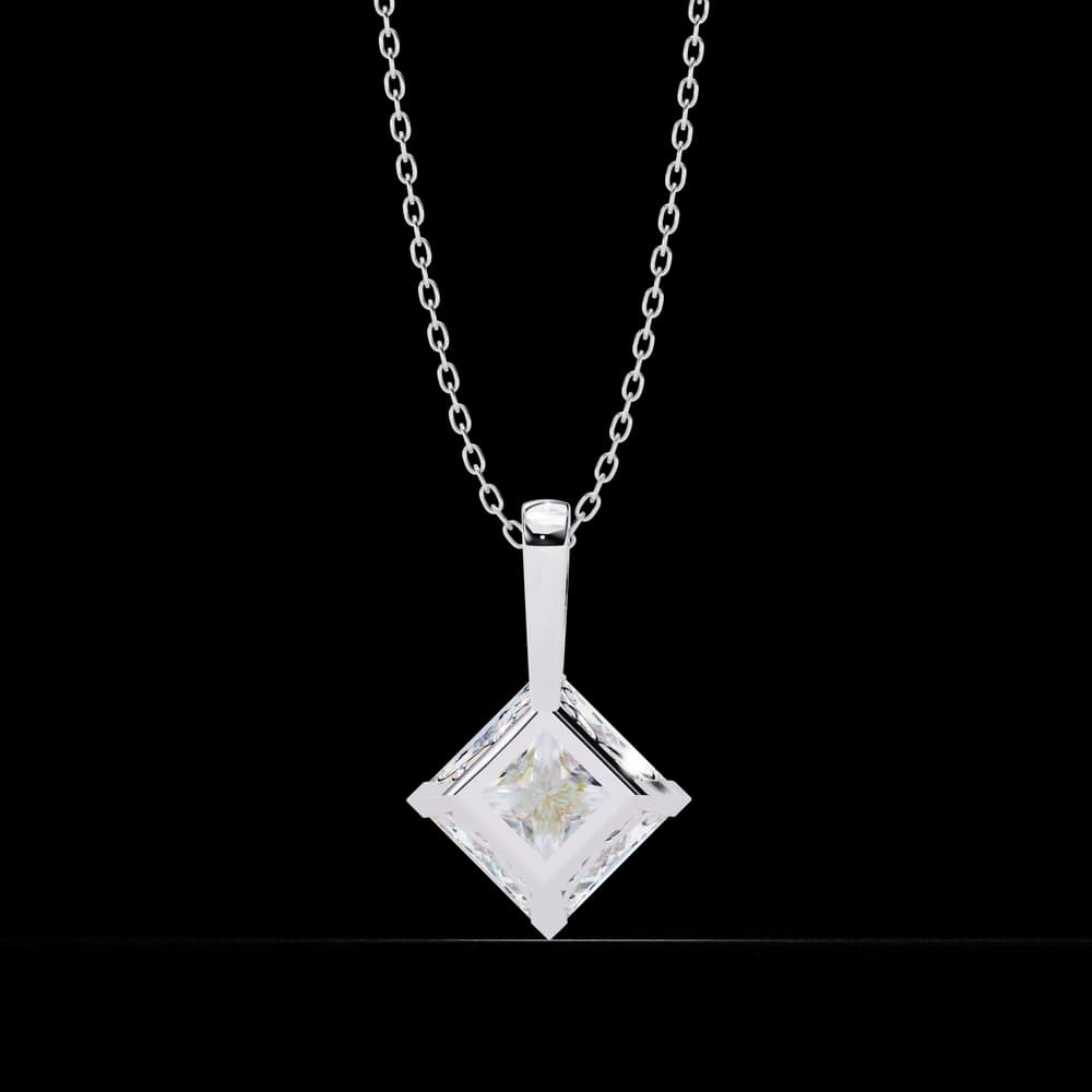 Princess Cut Lab Grown Diamond Solitaire Pendant - Image 16 Princess Cut Lab Grown Diamond Solitaire Pendant, view 16 of 16