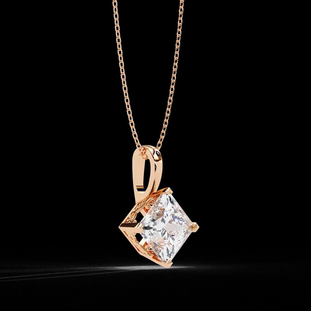 Princess Cut Lab Grown Diamond Solitaire Pendant - Image 4 Princess Cut Lab Grown Diamond Solitaire Pendant, view 4 of 16