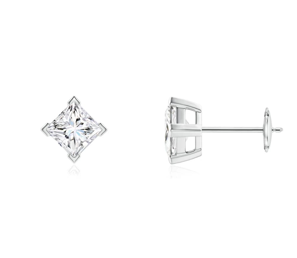 Princess-Cut Solitaire Studs - Image 2 Princess-Cut Solitaire Studs, view 2 of 4