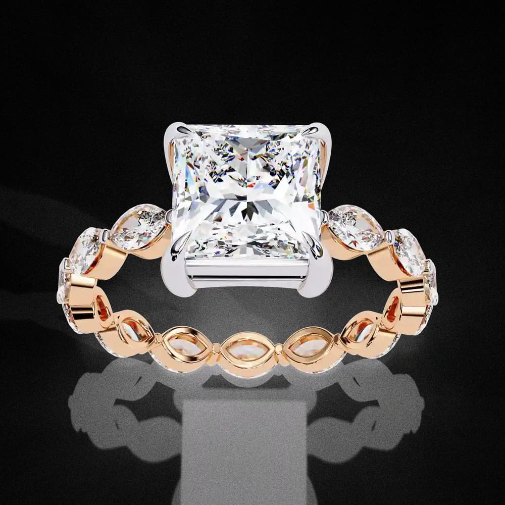 Luxury Princess Cut Lab Grown Diamond Wedding Ring - Image 1 Luxury Princess Cut Lab Grown Diamond Wedding Ring, view 1 of 14