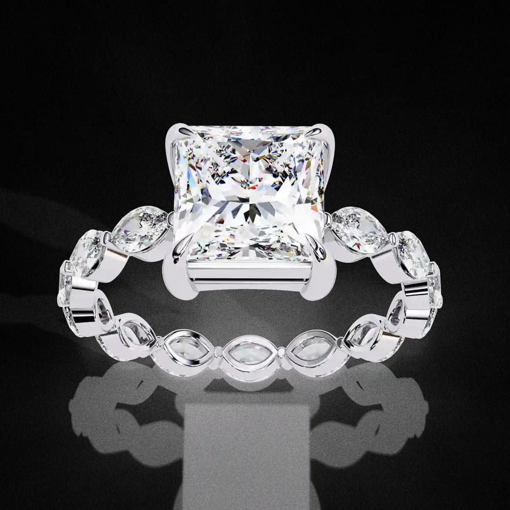 Luxury Princess Cut Lab Grown Diamond Wedding Ring - Image 9 Luxury Princess Cut Lab Grown Diamond Wedding Ring, view 9 of 14