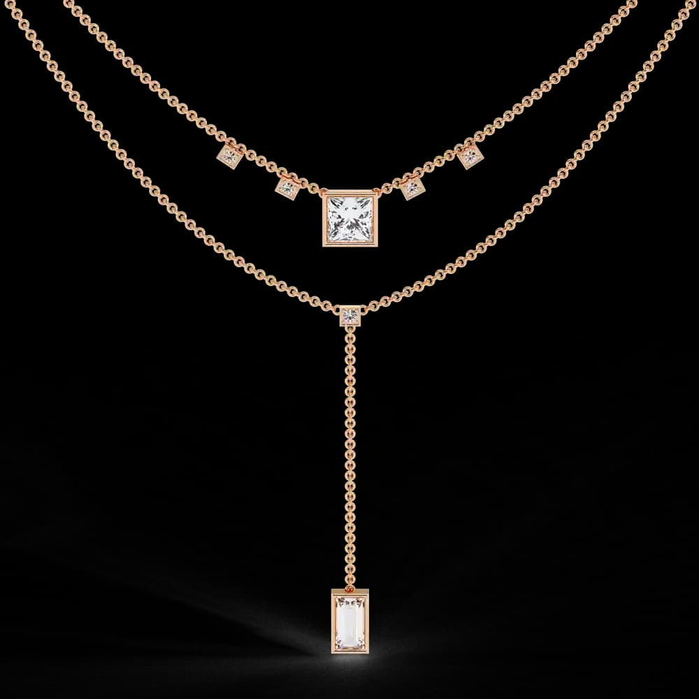 Princess Cut Lab Grown Diamond Y Necklace - Image 1 Princess Cut Lab Grown Diamond Y Necklace, view 1 of 4