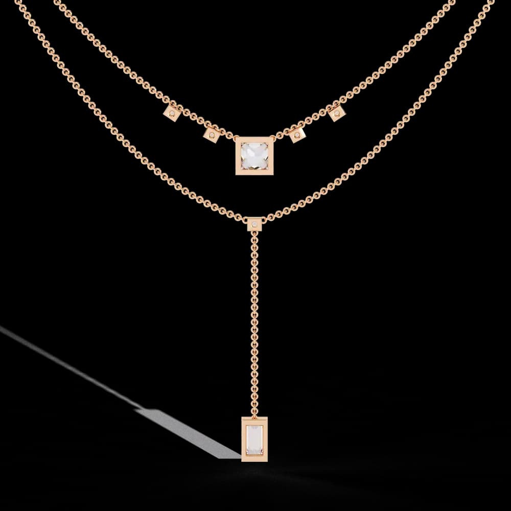 Princess Cut Lab Grown Diamond Y Necklace - Image 3 Princess Cut Lab Grown Diamond Y Necklace, view 3 of 4