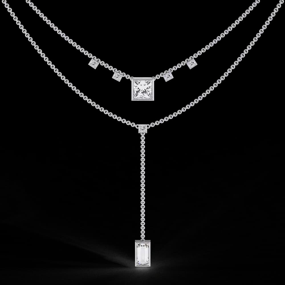 Princess Cut Lab Grown Diamond Y Necklace - Image 4 Princess Cut Lab Grown Diamond Y Necklace, view 4 of 4