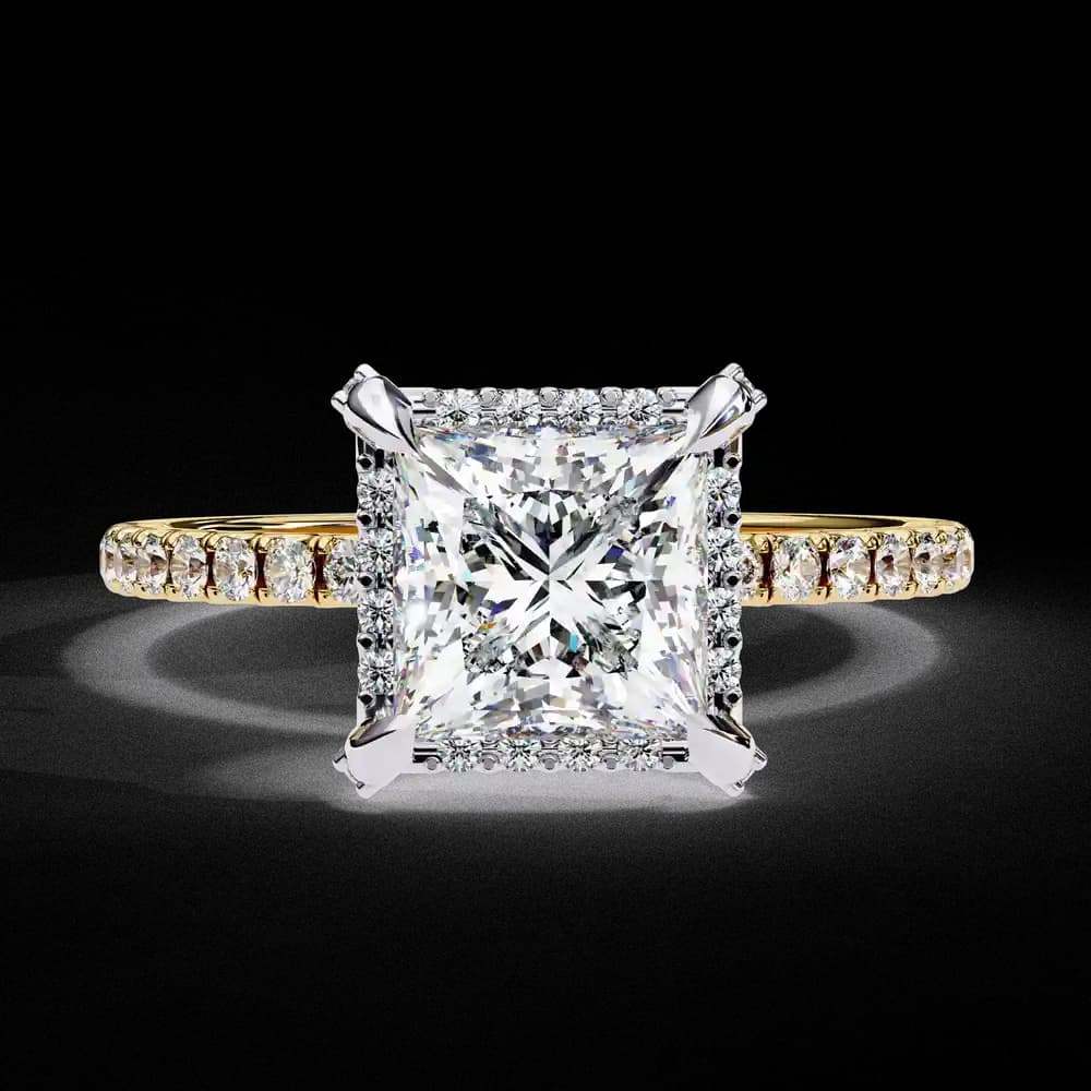 Regal Radiance Princess Cut halo Lab grown Diamond Ring - Image 1 Regal Radiance Princess Cut halo Lab grown Diamond Ring, view 1 of 7