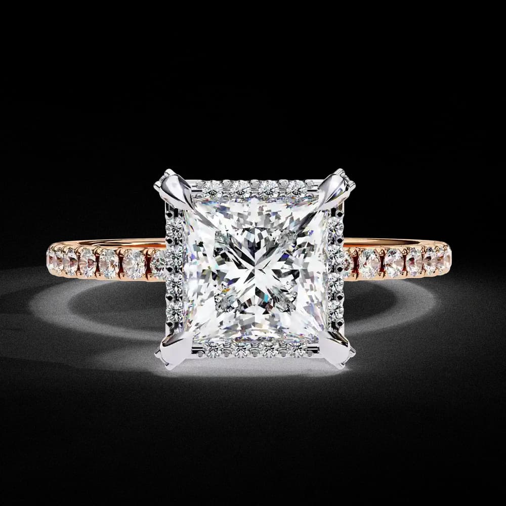 Regal Radiance Princess Cut halo Lab grown Diamond Ring - Image 5 Regal Radiance Princess Cut halo Lab grown Diamond Ring, view 5 of 7