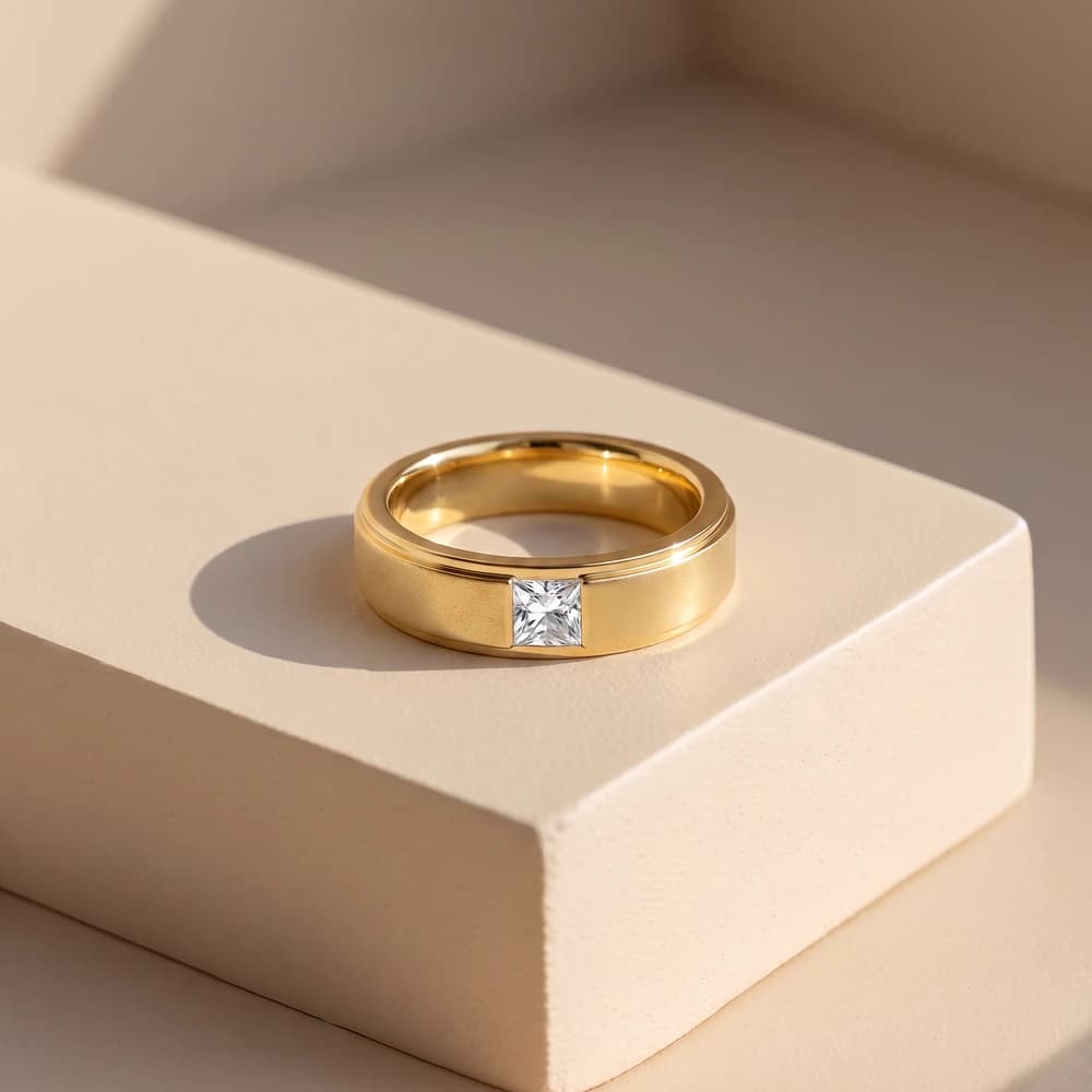 Princess Cut Matte Men's Lab Grown Diamond Ring - Image 3 Princess Cut Matte Men's Lab Grown Diamond Ring, view 3 of 5