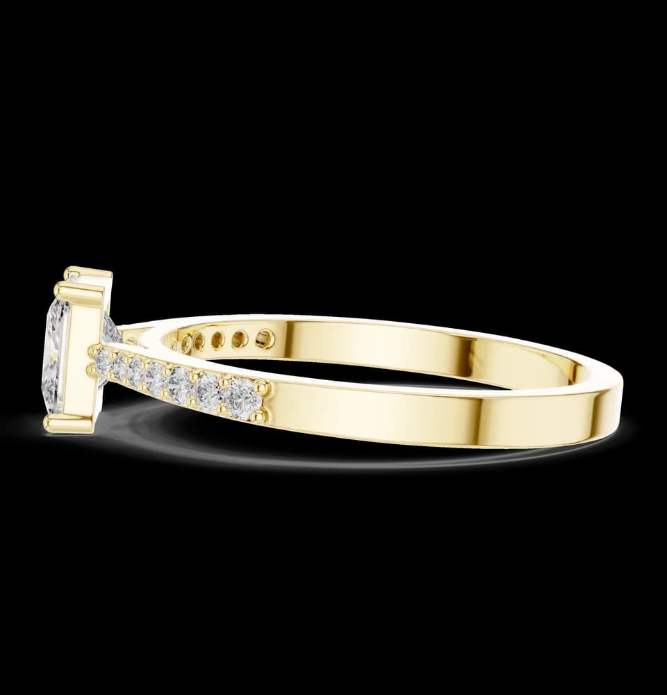Princess Cut Solitaire Lab Grown Diamond Ring with Round Accents - Image 6 Princess Cut Solitaire Lab Grown Diamond Ring with Round Accents, view 6 of 6